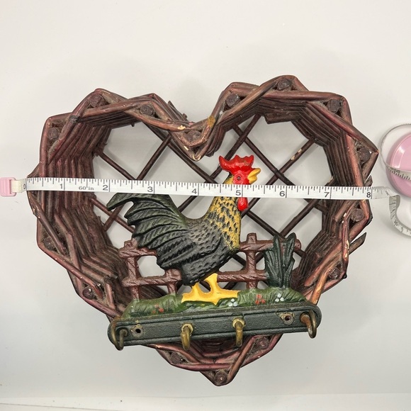 VTG - Heart shaped wall-mounted key hook/rack with Rooster - Picture 4 of 9
